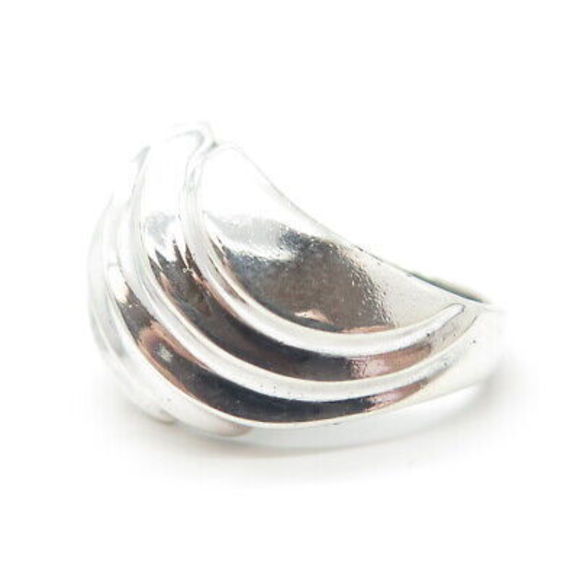 925 Sterling Silver Vintage Ribbed Ring Size 5.5 - Picture 6 of 8